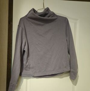 The Apana Blue/gray Yoga Pullover Cowl Neck Long Sleeve Crop Sweater in size med